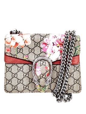 Gucci GG Supreme Crossbody Mini Blooms Dionysus Bag Limited Edition Pink Beige